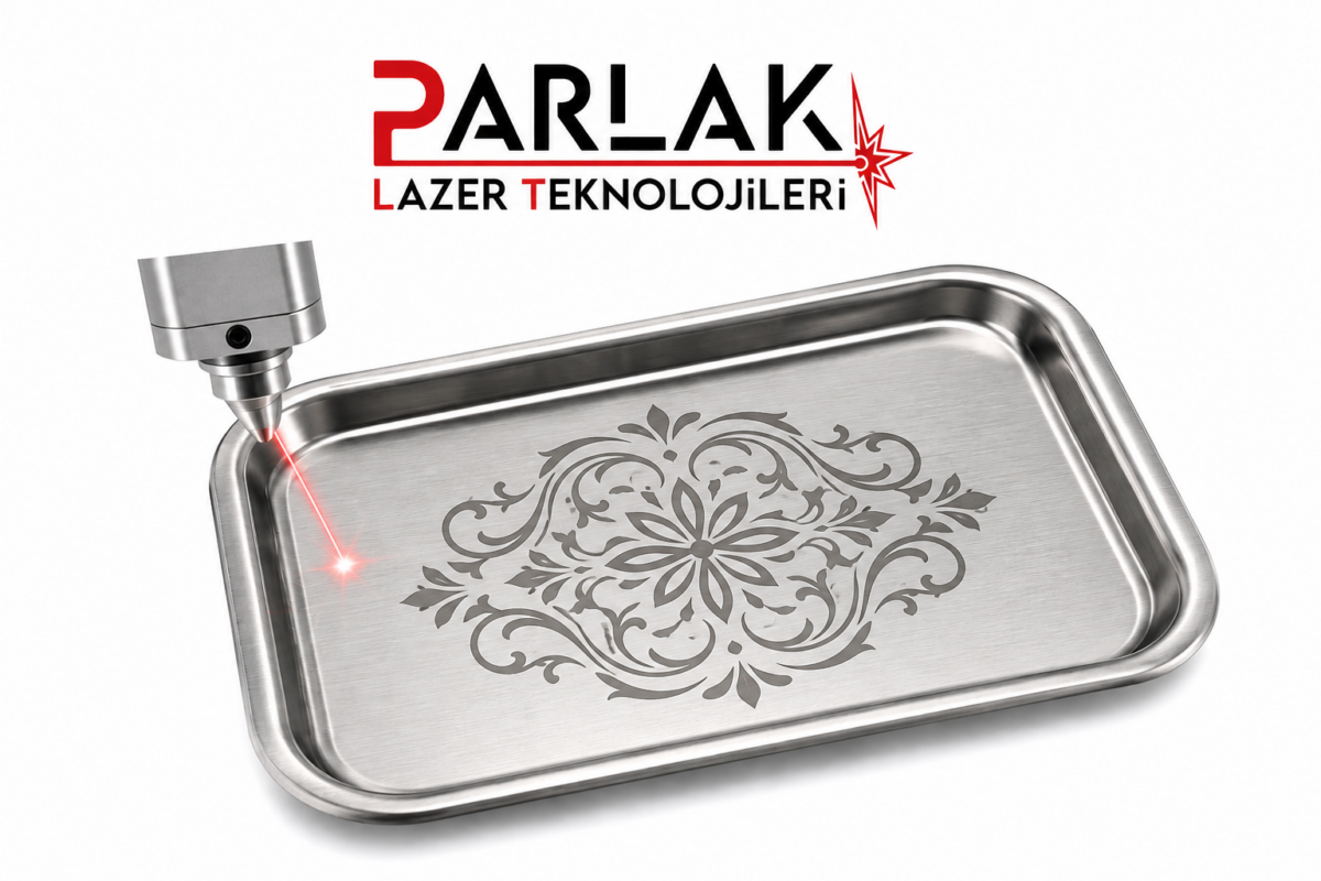 Tepsi Üzerine Lazerli Desen 1 Çatal bıçak kaşık üzerine lazer markalama ile logo ve yazı işleme
